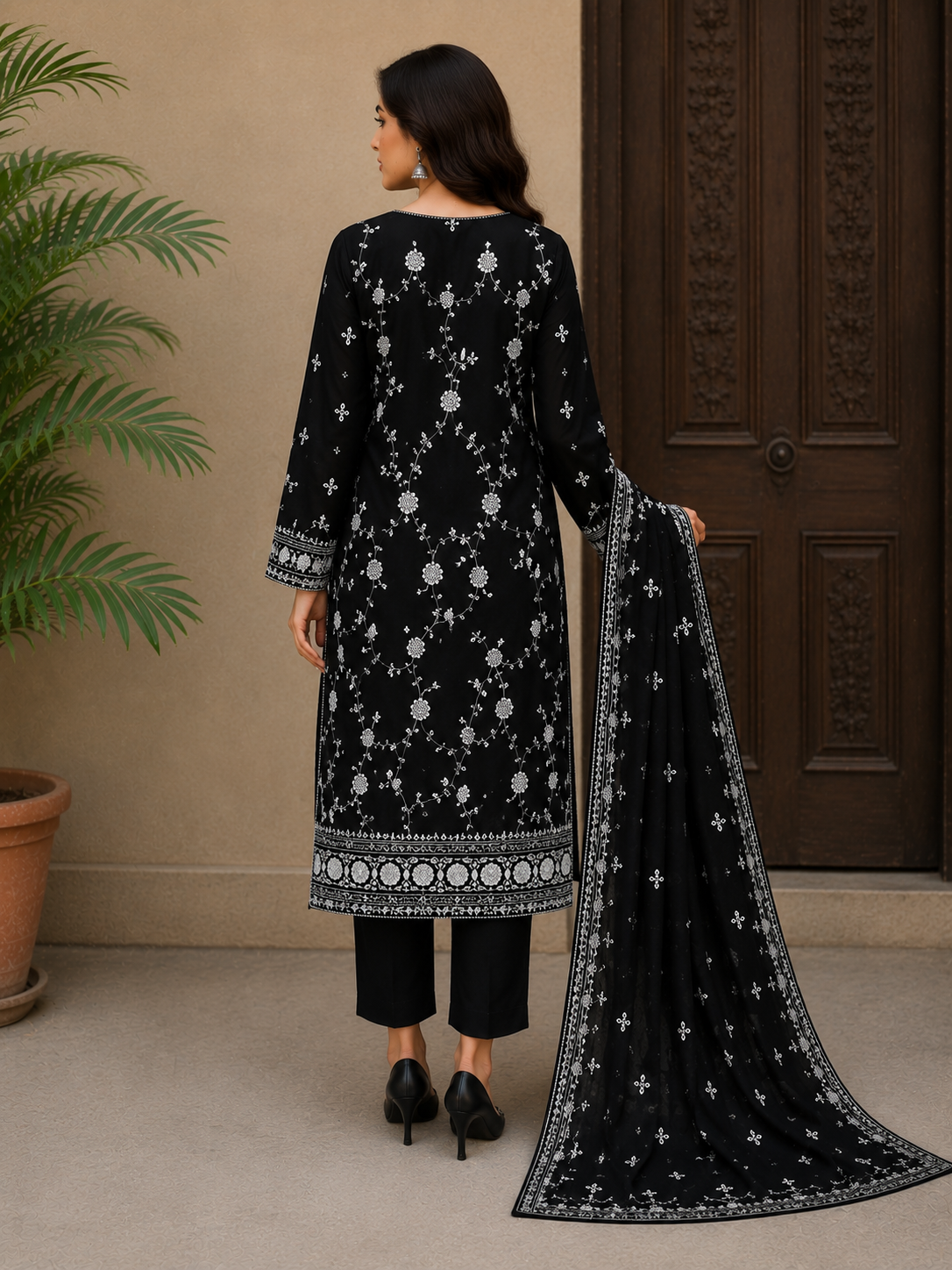 Zarmina BlackCotton Suit