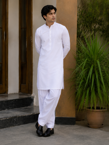 Royal White Cotton Suit
