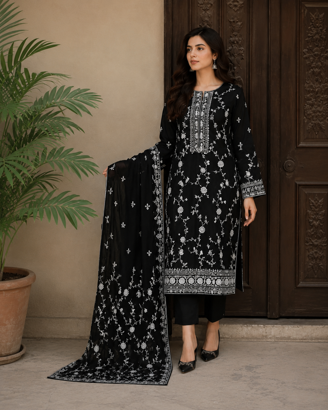 Zarmina BlackCotton Suit