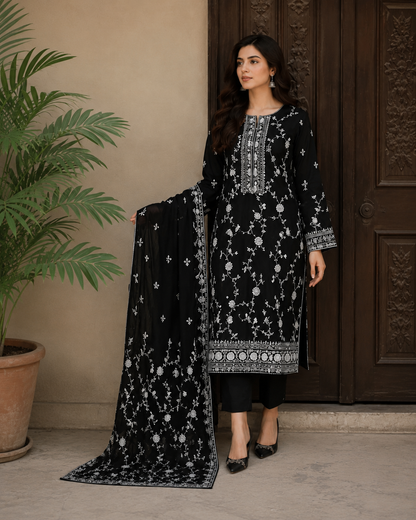 Zarmina BlackCotton Suit
