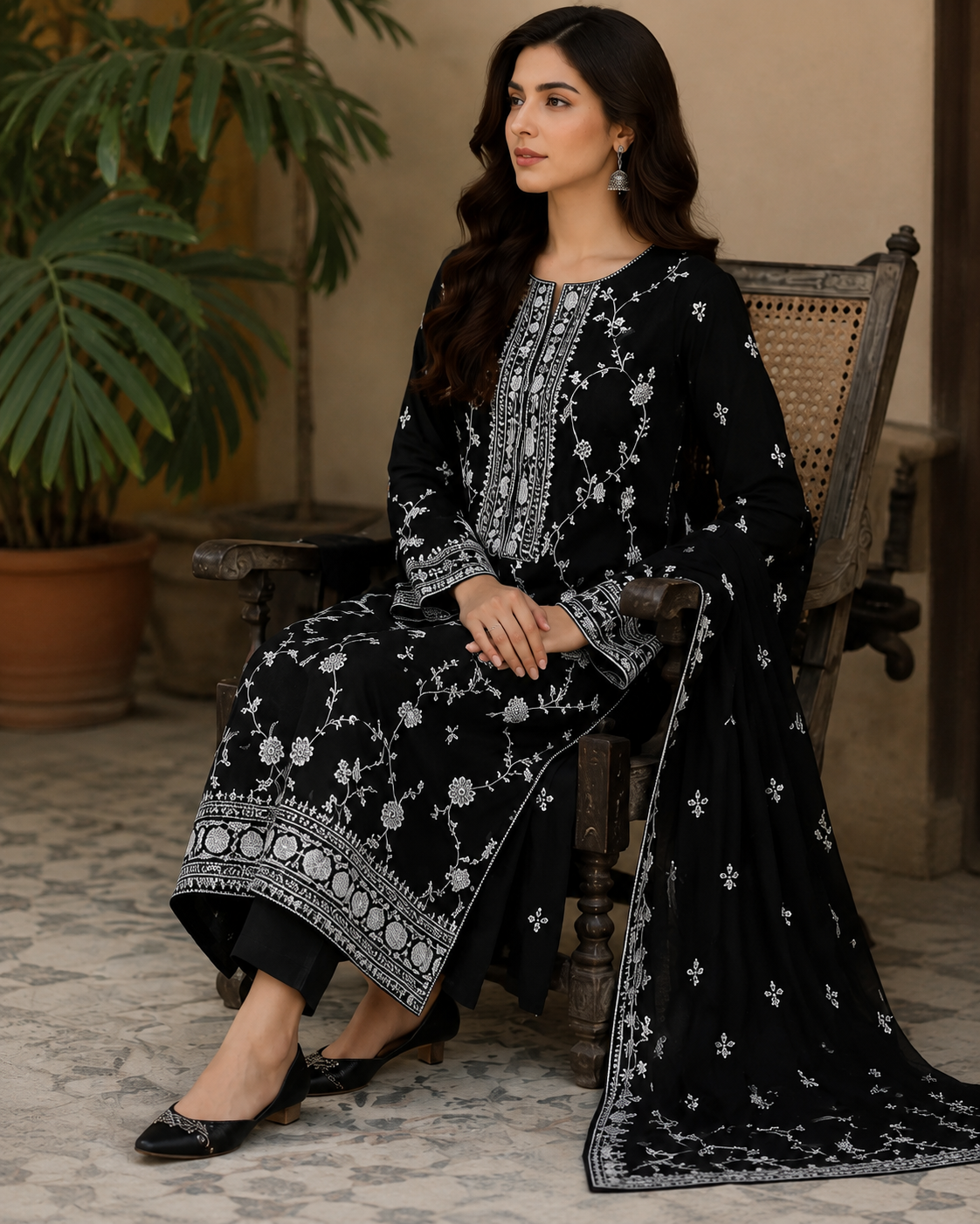 Zarmina BlackCotton Suit