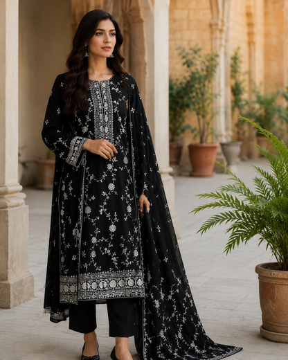 Zarmina BlackCotton Suit